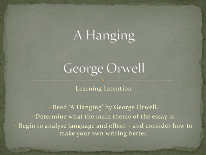 Hanging orwell george essay reading