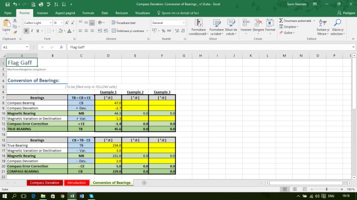 Magnetic compass deviation table excel