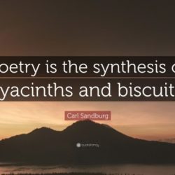 Defines poetry as the synthesis of hyacinths and biscuits