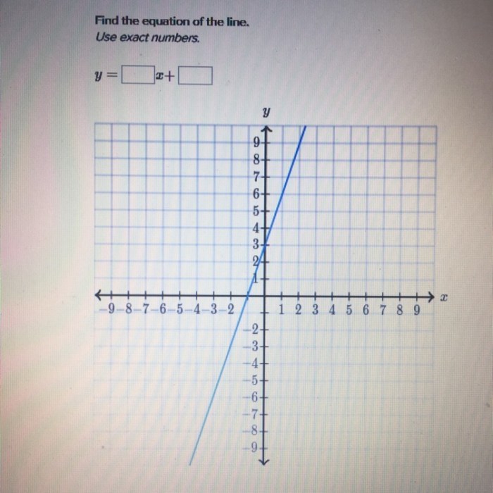 Exact numbers use equation line find